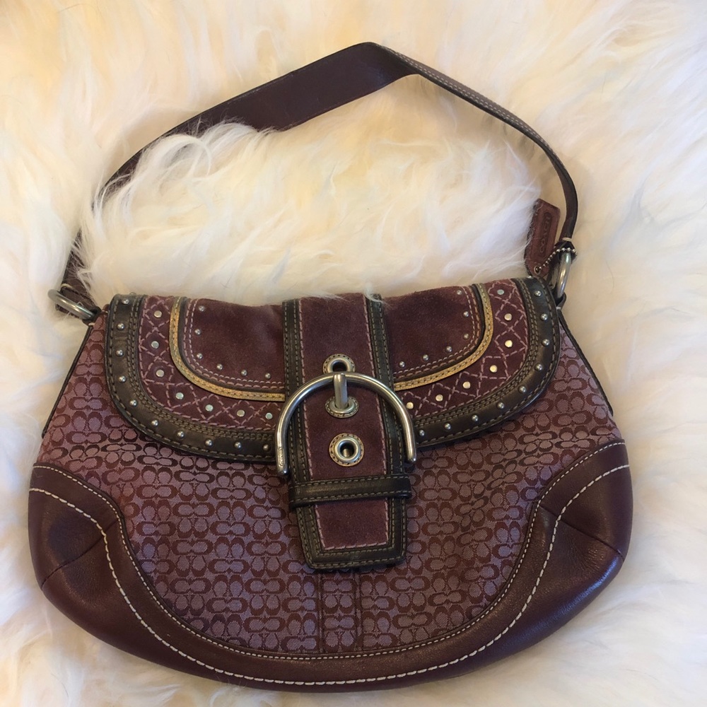 COACH RASPBERRY SUEDE PURSE